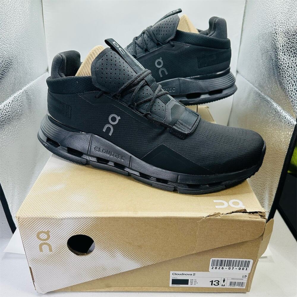On Running Cloudnova 2 Black Men's Sneakers US 13 Athletic Shoes